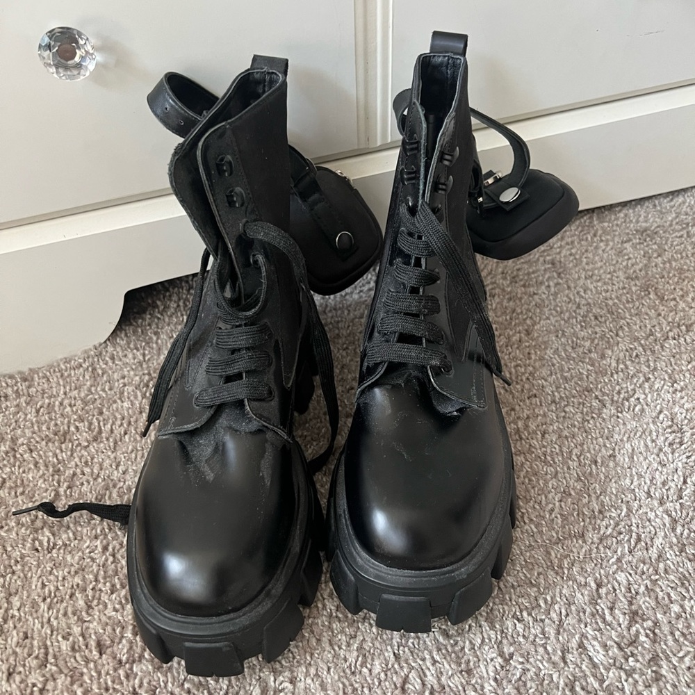 Black combat boots